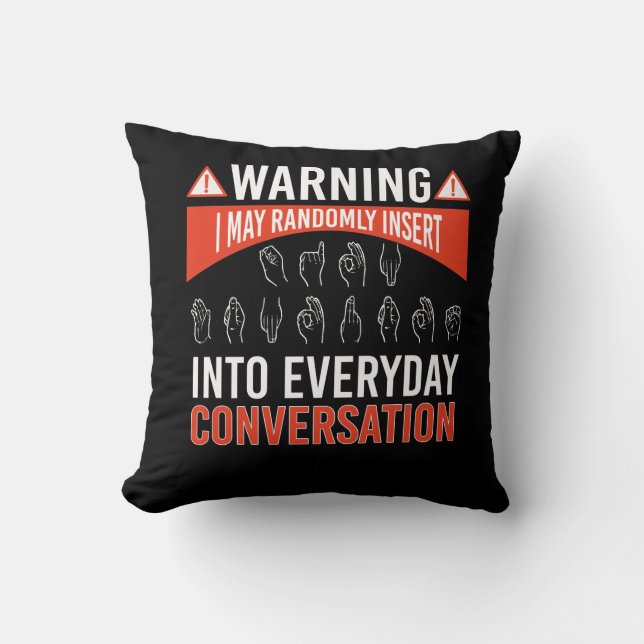 ASL American Sign language Interpreter Deaf Cushion (Front)