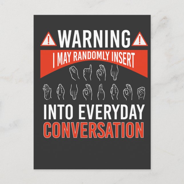 ASL American Sign language Interpreter Deaf Postcard (Front)