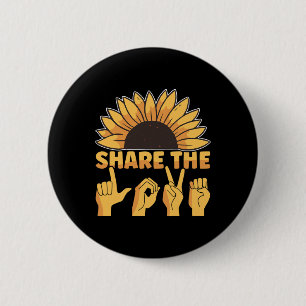 Asl American Sign Language Share The Love Awarenes 6 Cm Round Badge
