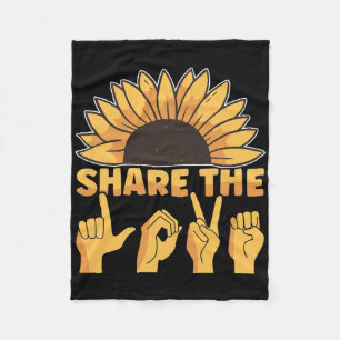 Asl American Sign Language Share The Love Awarenes Fleece Blanket