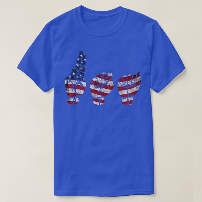 ASL American Sign Language USA T  , patriotic gift T-Shirt (Design Front)