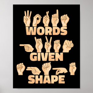 Asl American Sign Language Words Given Shape 