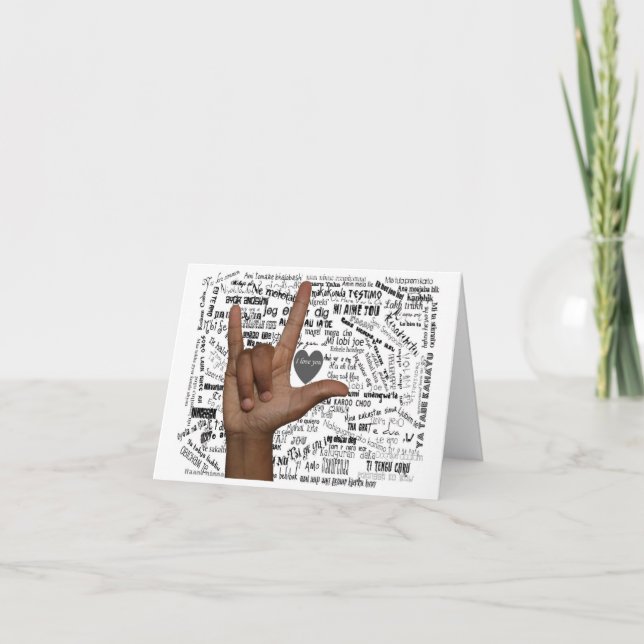 ASL and various languages saying I Love You  Thank You Card (Front)