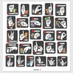 ASL Animal Alphabet Sticker – Educational & Fun
