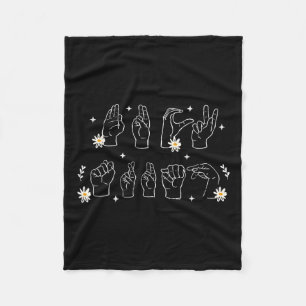 Asl Anti Trump Hand Sign Funny And Gesture Fleece Blanket