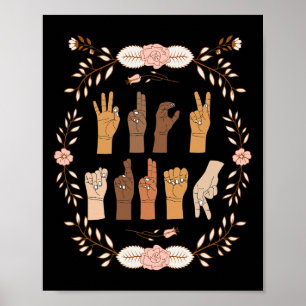 Asl Anti Trump Sign Language Floral Funny