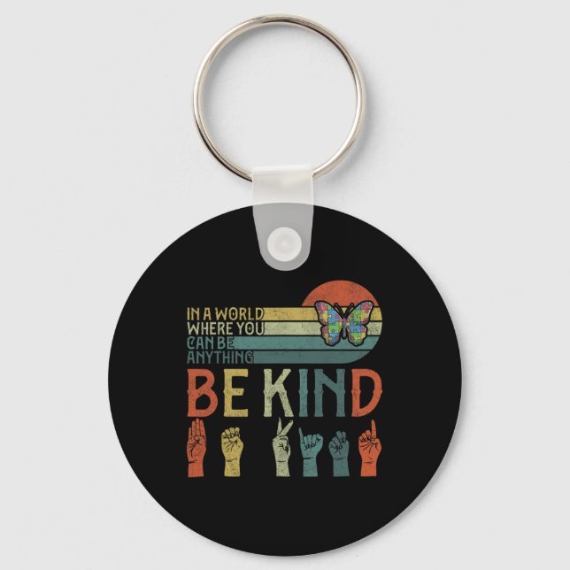 ASL Be Kind ASL American Sign Language Key Ring (Front)