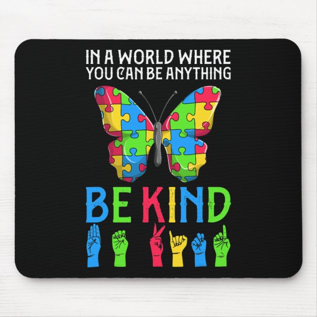 ASL Be Kind s1 ASL American Sign Language Mouse Mat (Front)