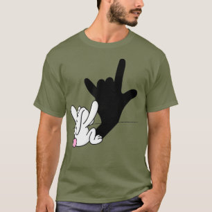 ASL Bunny Reflection I Love You Hand Sign Easter T-Shirt