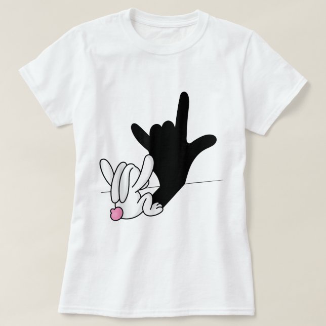 ASL Bunny Reflection I Love You Hand Sign Language T-Shirt (Design Front)