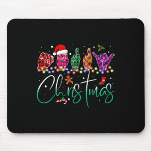 Asl Christmas Buffalo Plaid Teacher American Sign  Mouse Mat