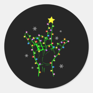 Asl Christmas Christmas Tree Lights American Sign  Classic Round Sticker