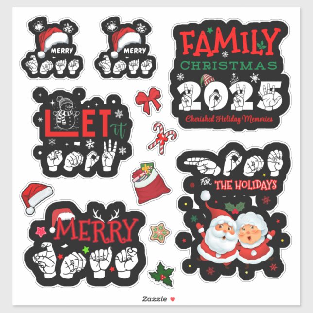 ASL Christmas Stickers (Sheet)