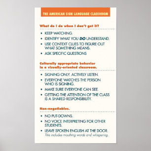 ASL Classroom guidelines. poster (light bkgd)
