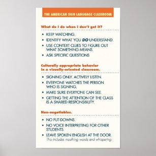ASL Classroom guidelines. poster (light bkgd)