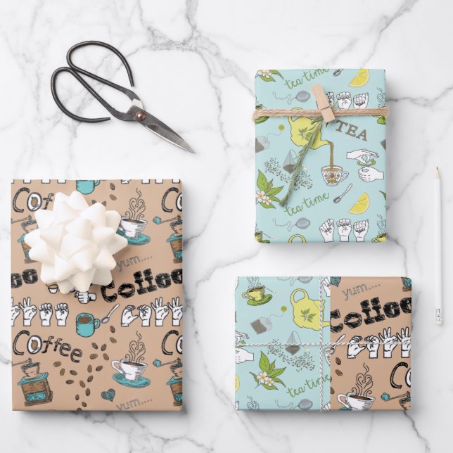 ASL Coffee & Tea Gift Wrap Paper (Front)