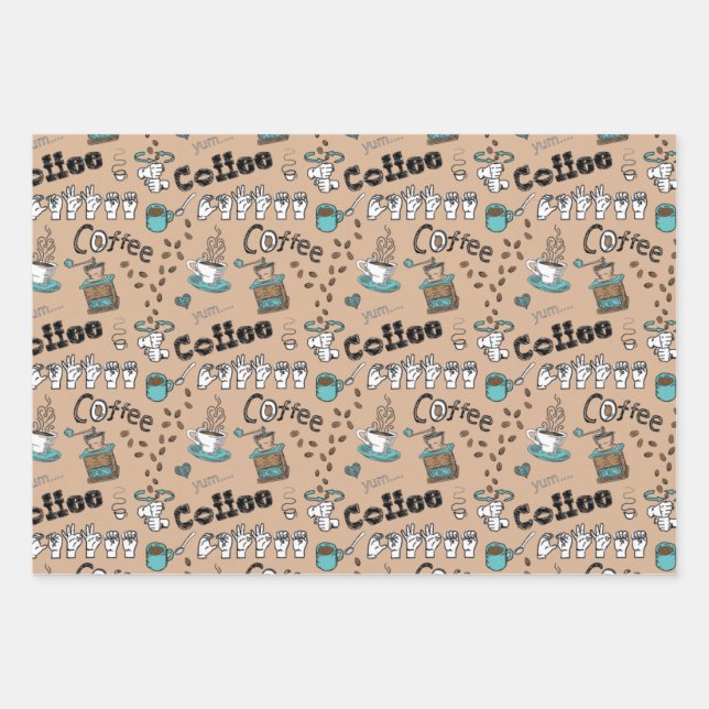 ASL Coffee & Tea Gift Wrap Paper (Front)