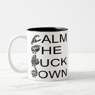 ASL CTFD Calm The F**K Down  #USAPatriotGraphics Two-Tone Coffee Mug
