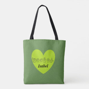 ASL Custom Name Isabel Fingerspell Alphabet Tote Bag
