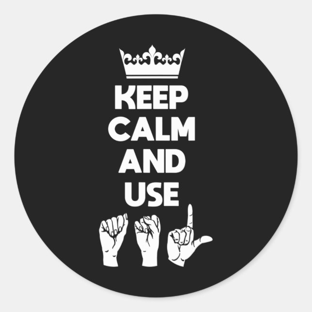 ASL Deaf Awareness and Sign Language 1 Classic Round Sticker (Front)