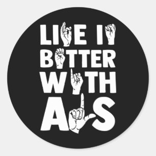 Asl Deaf Awareness And Sign Language 2 Classic Round Sticker