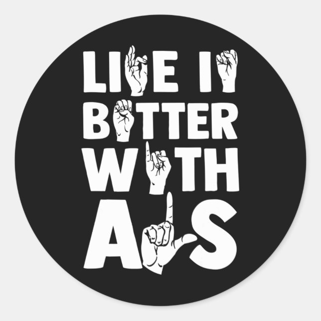 ASL Deaf Awareness and Sign Language 2 Classic Round Sticker (Front)
