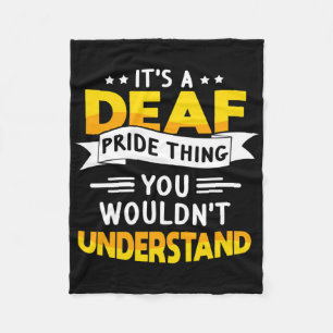 Asl Deaf Awareness Hearing Loss And Sign Language Fleece Blanket
