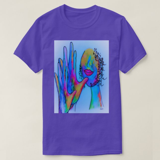 ASL Grandmother in Blue Overtones T-Shirt (Design Front)