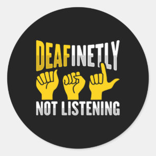ASL Hand Gesture Deaf Hearing Loss Awareness 3 Classic Round Sticker