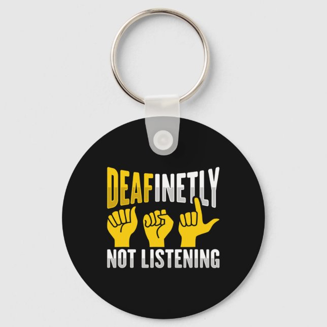 ASL Hand Gesture Deaf Hearing Loss Awareness 3 Key Ring (Front)