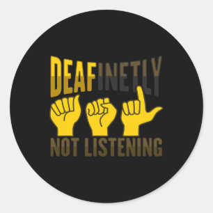 ASL Hand Gesture Deaf Hearing Loss Awareness 7 Classic Round Sticker