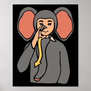 Asl Hand Gesture Deaf Hearing Loss Awareness Boy  Poster