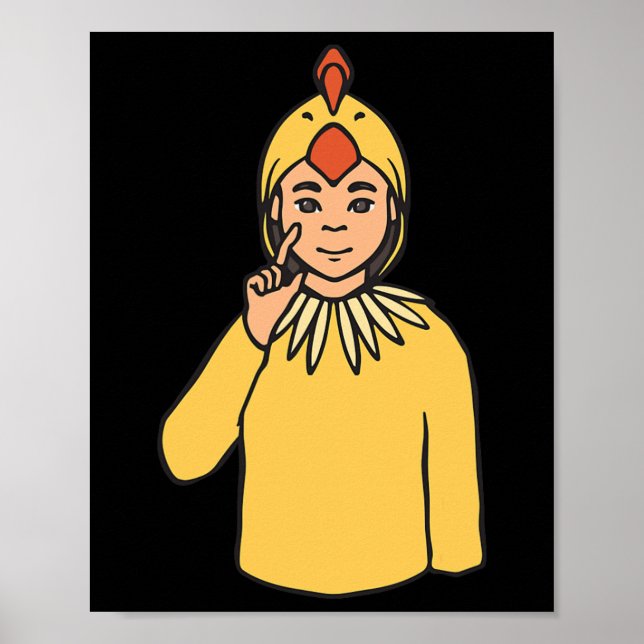 Asl Hand Gesture Deaf Hearing Loss Awareness Boy  Poster (Front)