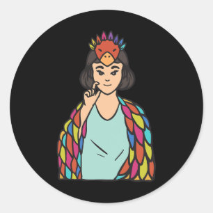 Asl Hand Gesture Deaf Hearing Loss Awareness Girl Classic Round Sticker