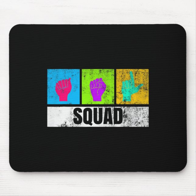 Asl Hand Sign Language For Deaf Pride And Deaf Awa Mouse Mat (Front)