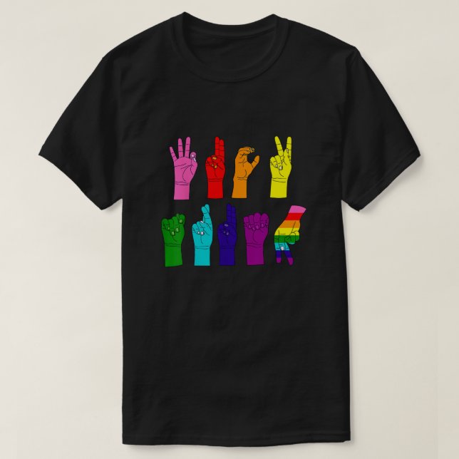 ASL Hands - Rainbow Resistance Message T-Shirt (Design Front)