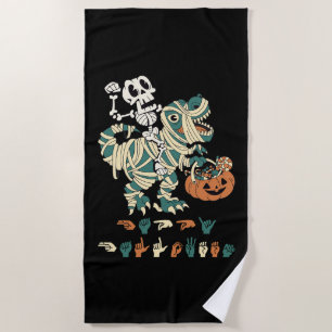 ASL Happy Halloween II - Cute Spooky Season Beach Towel