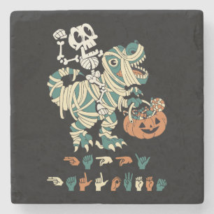 ASL Happy Halloween II - Cute Spooky Season Stone Coaster