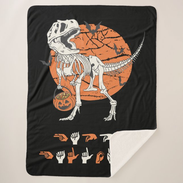 ASL Happy Halloween III - Cute Spooky Season Sherpa Blanket (Front)