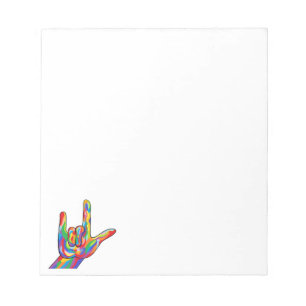 ASL I Love You BOLD COLOR Notepad