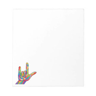 ASL I Love You BOLD COLOR Notepad