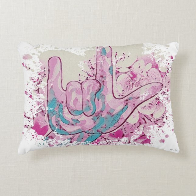 ASL I Love You Colour Burst Decorative Cushion (Front)