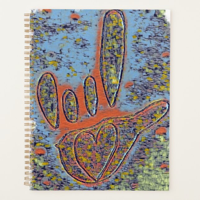 ASL I Love You Contemporary in Blue  Planner (Front)