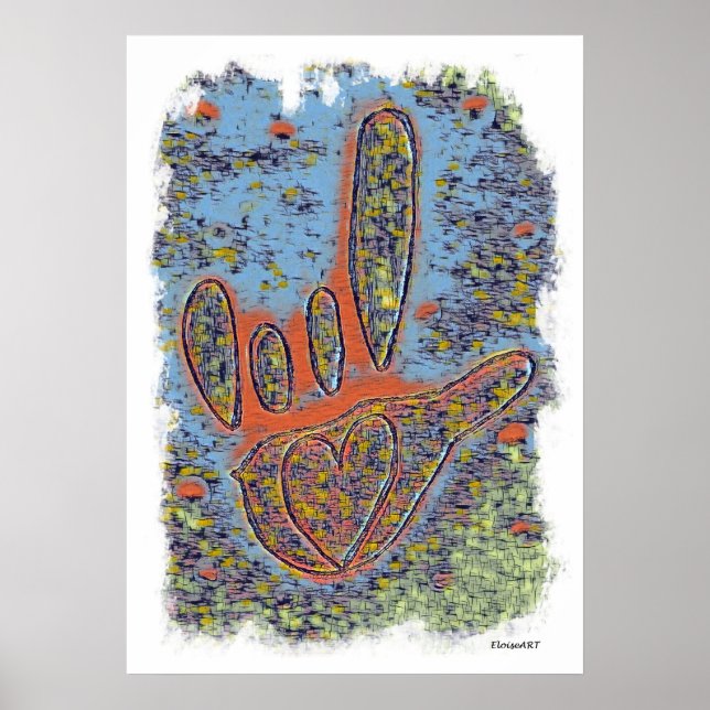 ASL I Love You Contemporary in Blue Poster (Front)