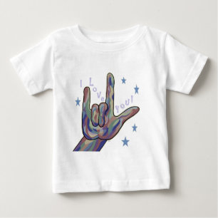ASL I Love You Denim and Camouflage Colours Baby T-Shirt