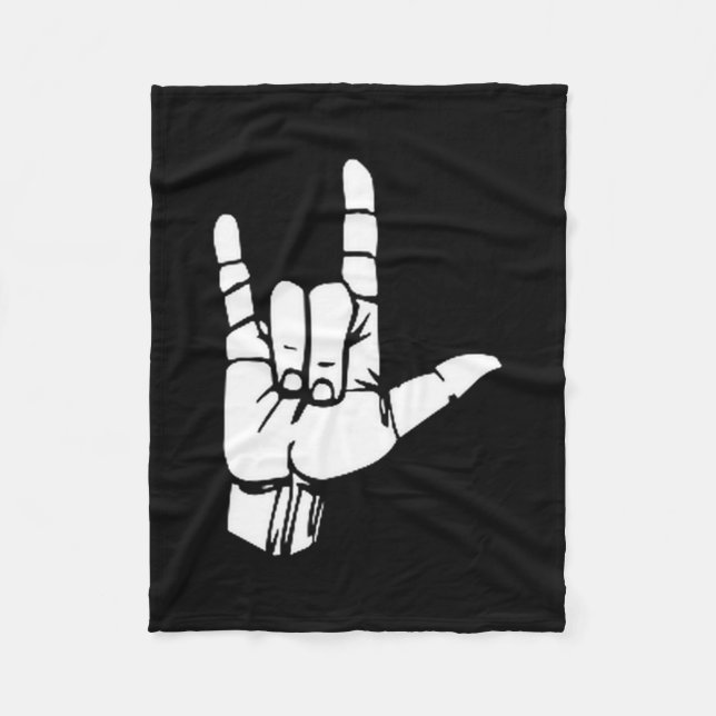 Asl I Love You Gift American Sign Language Tee Pre Fleece Blanket (Front)