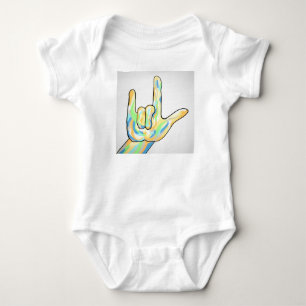 ASL I Love You Grey Baby Bodysuit