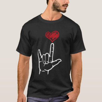Asl I Love You Hand Heart American Sign Language T-Shirt