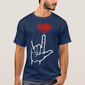 ASL I Love You Hand Heart American Sign Language T-Shirt