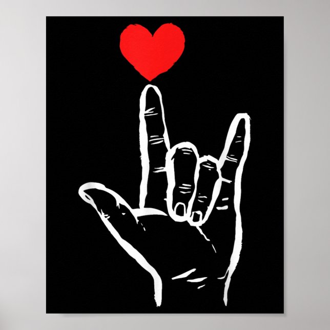 Asl I Love You Hand Heart American Sign Language V (Front)